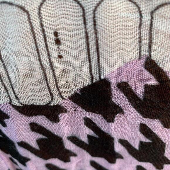 Chic Womens Scarf Green Purple Black White Geometric Shapes Houndstooth 38”x 76” - Picture 7 of 8
